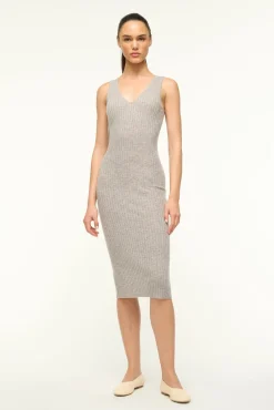 STAUD DANA CASHMERE DRESS HEATHER GREY> Dresses|Knit Dresses