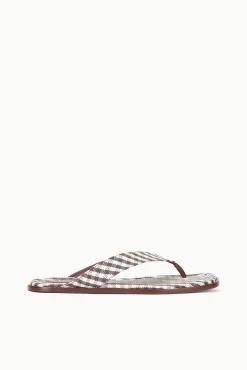 STAUD DANTE THONG DARK CHOCOLATE MICRO CHECK> Swim|Sandals