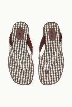 STAUD DANTE THONG DARK CHOCOLATE MICRO CHECK><noscript><img width=