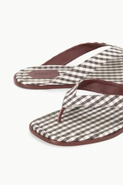 STAUD DANTE THONG DARK CHOCOLATE MICRO CHECK><noscript><img width=