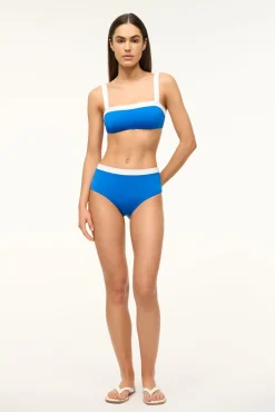 STAUD DEVON HIGH RISE BIKINI BOTTOM SAPPHIRE WHITE> Swim|Bikinis