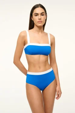 STAUD DEVON HIGH RISE BIKINI BOTTOM SAPPHIRE WHITE> Swim|Bikinis