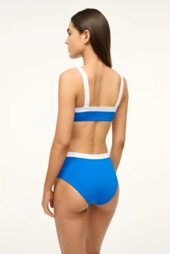 STAUD DEVON HIGH RISE BIKINI BOTTOM SAPPHIRE WHITE><noscript><img width=