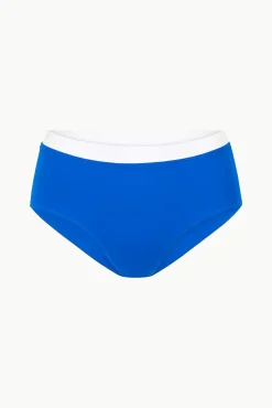 STAUD DEVON HIGH RISE BIKINI BOTTOM SAPPHIRE WHITE><noscript><img width=