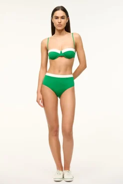 STAUD DEVON HIGH RISE BIKINI BOTTOM VERT WHITE> Swim|Bikinis
