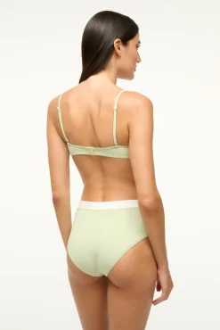 STAUD DEVON HIGH RISE BIKINI BOTTOM PALE JADE/WHITE><noscript><img width=