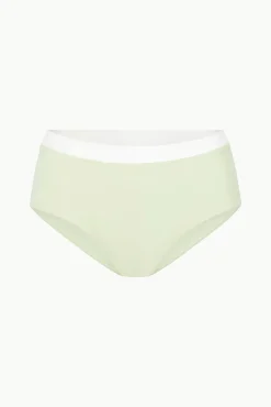 STAUD DEVON HIGH RISE BIKINI BOTTOM PALE JADE/WHITE><noscript><img width=