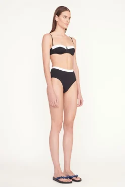 STAUD DEVON HIGH RISE BIKINI BOTTOM BLACK WHITE> Swim|Bikinis