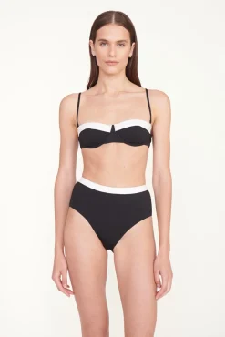 STAUD DEVON HIGH RISE BIKINI BOTTOM BLACK WHITE><noscript><img width=