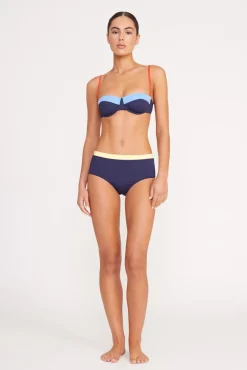 STAUD DEVON HIGH RISE BIKINI BOTTOM NAVY COLORBLOCK> Swim|Bikinis