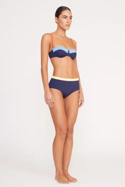 STAUD DEVON HIGH RISE BIKINI BOTTOM NAVY COLORBLOCK><noscript><img width=