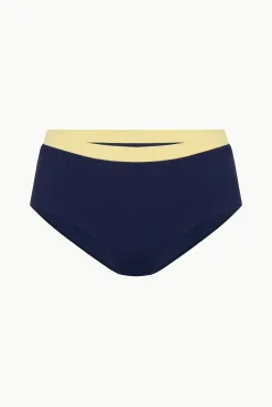 STAUD DEVON HIGH RISE BIKINI BOTTOM NAVY COLORBLOCK><noscript><img width=
