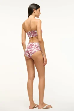 STAUD DEVON HIGH RISE BIKINI BOTTOM BORDEAUX TOILE> Swim|Bikinis
