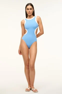STAUD DOLCE ONE PIECE AZURE WHITE> Swim|One Pieces