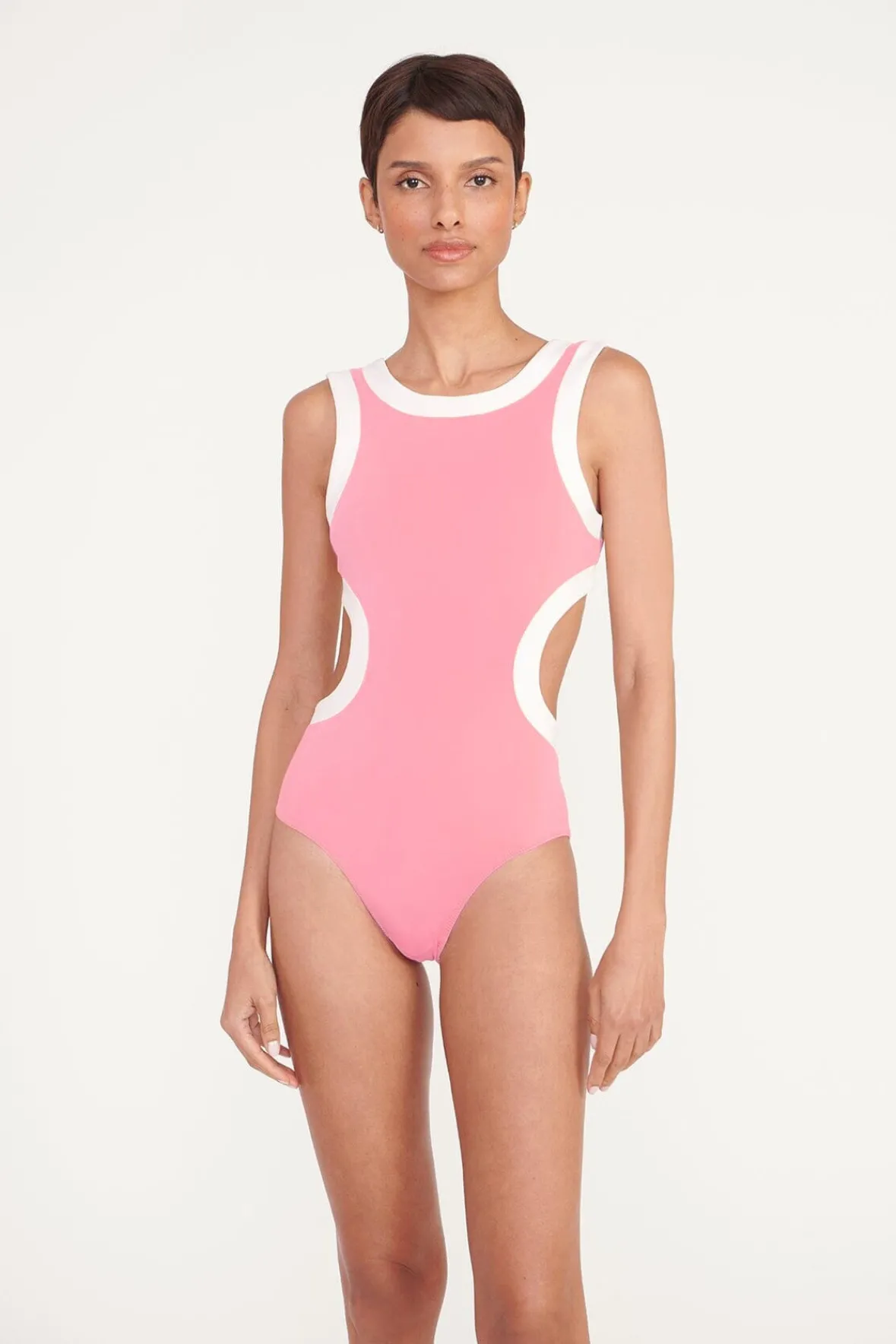 STAUD DOLCE ONE PIECE CORAL PINK WHITE> Swim|One Pieces