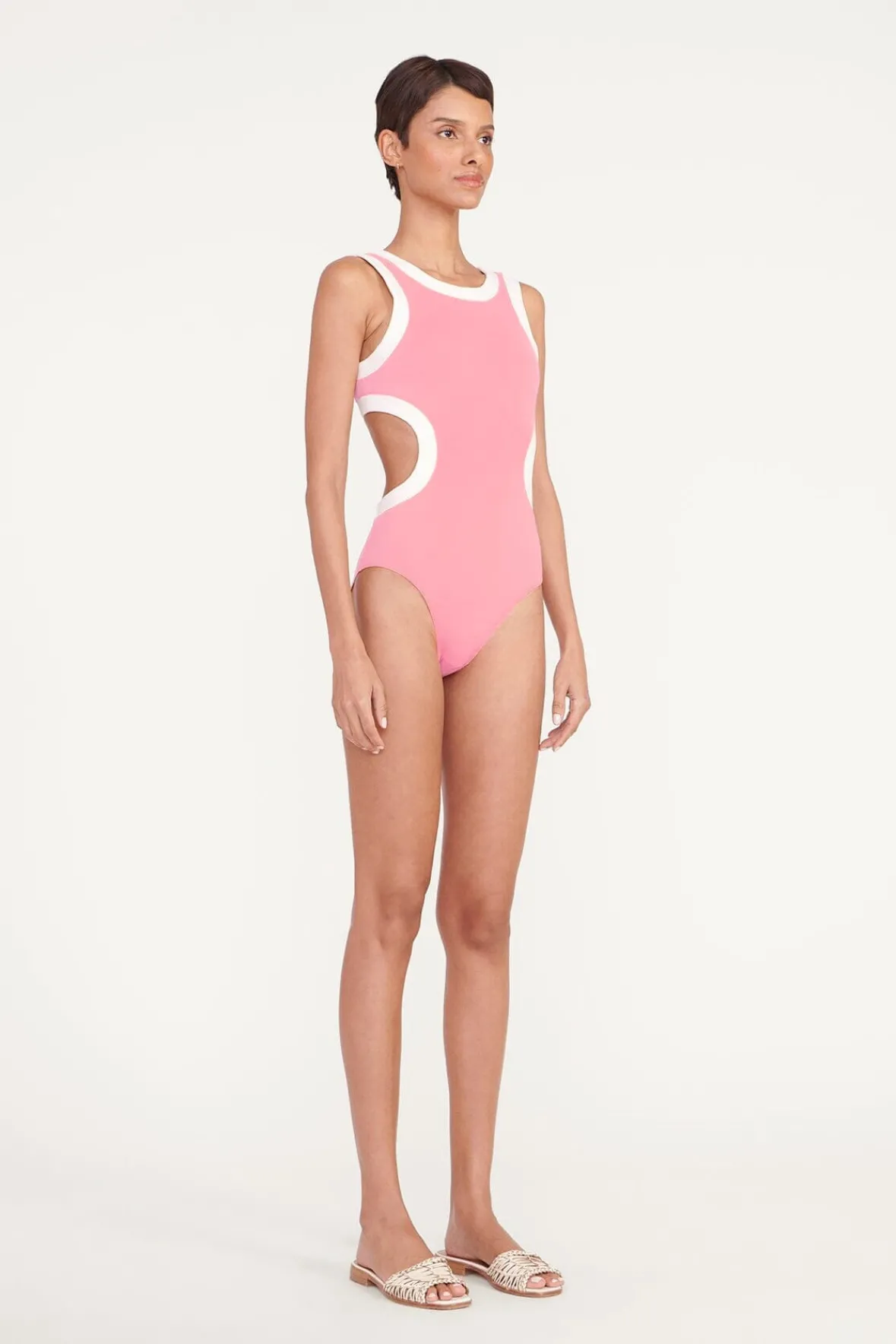 STAUD DOLCE ONE PIECE CORAL PINK WHITE> Swim|One Pieces