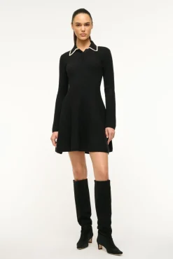 STAUD DUJOUR DRESS BLACK IVORY> Dresses|Knit Dresses