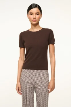 STAUD EASY CASHMERE TEE DARK CHOCOLATE> Tops