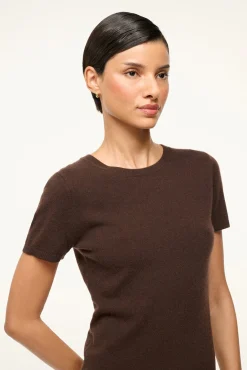 STAUD EASY CASHMERE TEE DARK CHOCOLATE><noscript><img width=