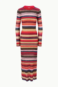 STAUD EIZA DRESS AUTUMNAL FADED STRIPE><noscript><img width=
