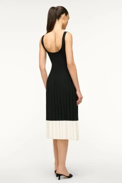 STAUD ELLISON DRESS BLACK IVORY><noscript><img width=