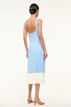 STAUD ELLISON DRESS CLEAR BLUE WHITE><noscript><img width=