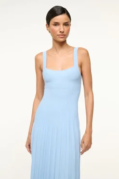 STAUD ELLISON DRESS CLEAR BLUE WHITE><noscript><img width=