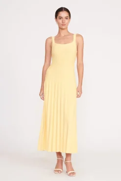STAUD ELLISON DRESS LEMON DROP> Knit Dresses|Maxi Dresses