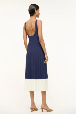 STAUD ELLISON DRESS NAVY WHITE><noscript><img width=