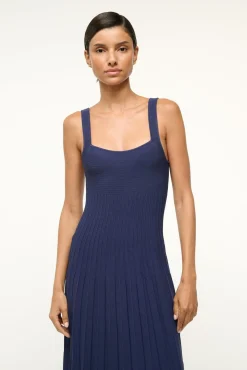 STAUD ELLISON DRESS NAVY WHITE><noscript><img width=