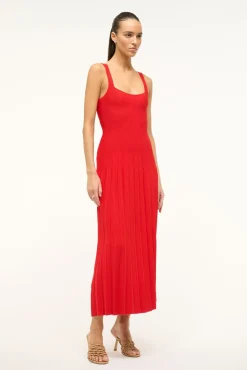 STAUD ELLISON DRESS RED ROSE><noscript><img width=