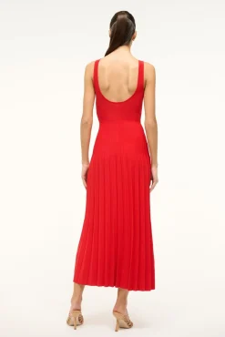 STAUD ELLISON DRESS RED ROSE><noscript><img width=