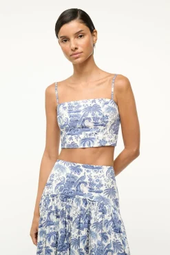 STAUD FEDERICO TANK BLUE TOILE> Tops