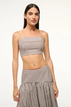 STAUD FEDERICO TANK DARK CHOCOLATE GINGHAM> Swim|Cover-ups