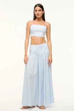 STAUD FEDERICO TANK SKY GINGHAM> Swim|Cover-ups