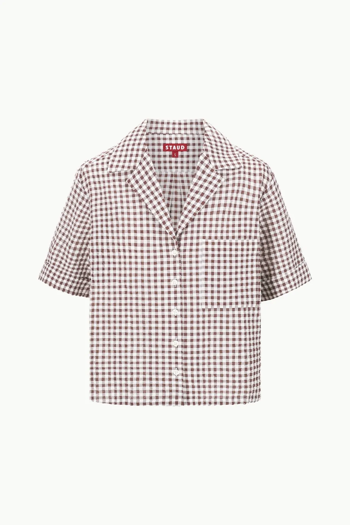 STAUD GABI SHIRT DARK CHOCOLATE GINGHAM> Swim|Cover-ups
