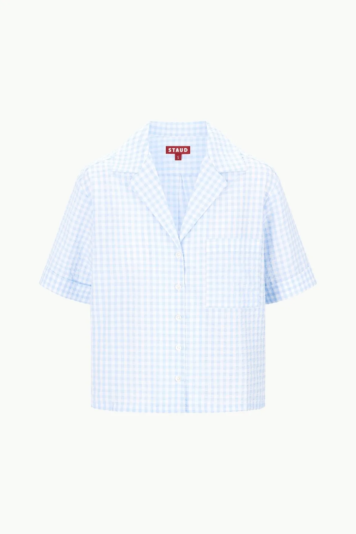 STAUD GABI SHIRT SKY GINGHAM> Swim|Cover-ups