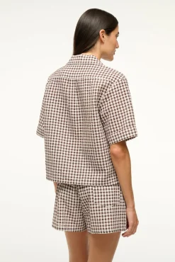 STAUD GABI SHORT DARK CHOCOLATE GINGHAM><noscript><img width=