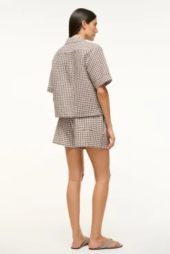 STAUD GABI SHORT DARK CHOCOLATE GINGHAM><noscript><img width=