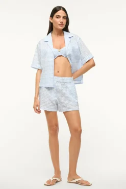 STAUD GABI SHORT SKY GINGHAM> Swim|Cover-ups