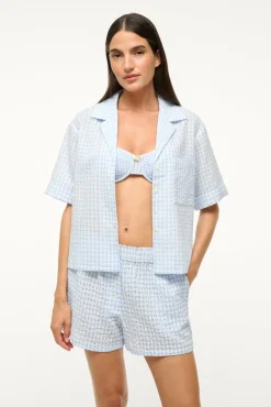 STAUD GABI SHORT SKY GINGHAM><noscript><img width=