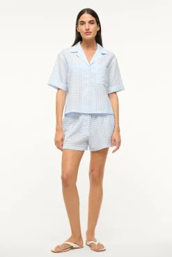 STAUD GABI SHORT SKY GINGHAM><noscript><img width=