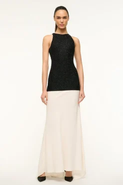 STAUD GABRIELLE DRESS BLACK IVORY> The Evening Edit|Maxi Dresses