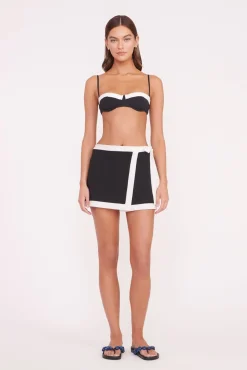 STAUD GRETCHEN MINI WRAP SKIRT BLACK WHITE> Swim|Cover-ups