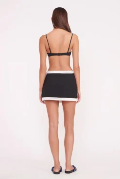 STAUD GRETCHEN MINI WRAP SKIRT BLACK WHITE><noscript><img width=