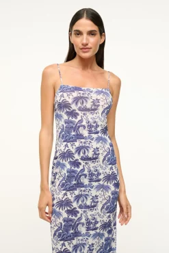 STAUD HASTINGS MAXI DRESS BLUE TOILE> Swim|Cover-ups