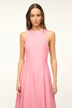 STAUD HEIKE DRESS DAMASK PINK> The Evening Edit
