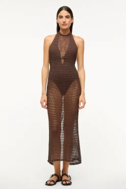 STAUD JANE DRESS DARK CHOCOLATE> Swim|Cover-ups