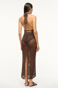 STAUD JANE DRESS DARK CHOCOLATE> Swim|Cover-ups
