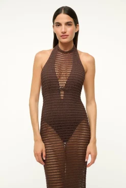 STAUD JANE DRESS DARK CHOCOLATE><noscript><img width=